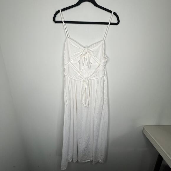 Madewell White Double-Tie Cutout Sweetheart Midi Dress 14 - Picture 3 of 7